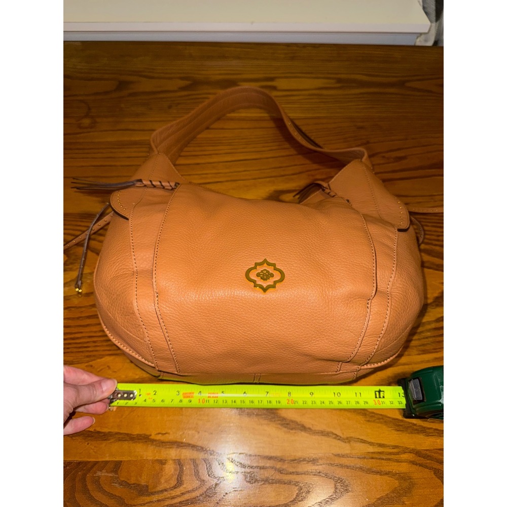 Oryany Tan Pebbled Leather Studded Hobo Shoulder Bag Gold Hardware - Picture 7 of 14